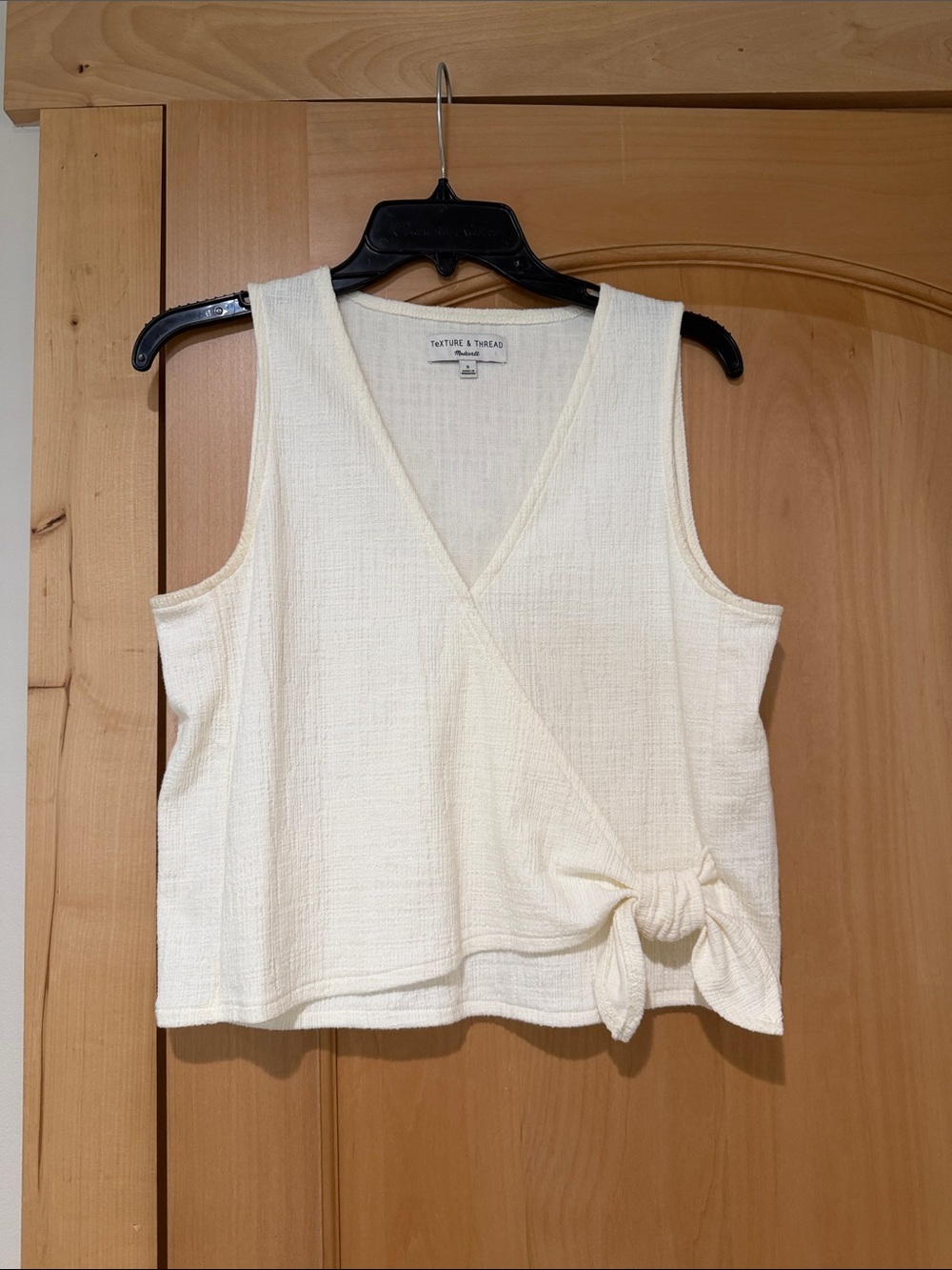 Madewell Cream Textured Wrap Tank with Side Knot